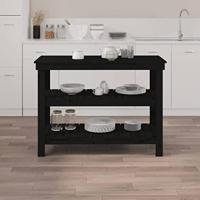 werkbank 110,5x50x80 cm massief grenenhout zwart - thumbnail