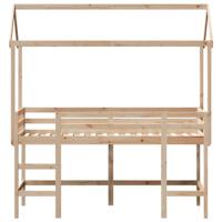 Halfhoogslaper met ladder en bedhuis grenenhout 90x200 cm - thumbnail