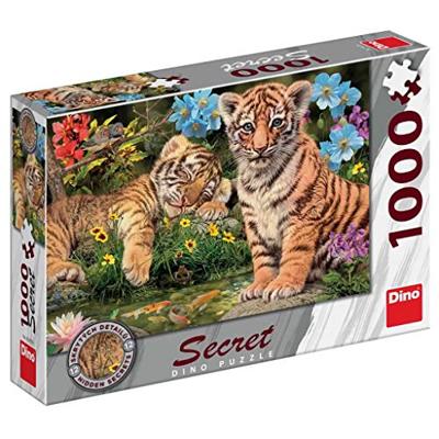 DinoToys Dino puzzel - tijgers met verborgen geheimen - 1000 stukjes DinoToys Dino puzzel - tijgers met verborgen geheimen - 1000 stukjes