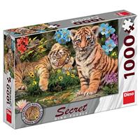 DinoToys Dino puzzel - tijgers met verborgen geheimen - 1000 stukjes - thumbnail