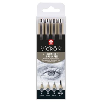 Fineliner Sakura Pigma Micron koelgrijs set 4 maten Fineliner Sakura Pigma Micron koelgrijs set 4 maten
