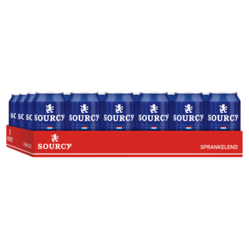 Sourcy mineraalwater, licht bruisend, blik van 33 cl, pak van 24 stuks, rood Sourcy mineraalwater, licht bruisend, blik van 33 cl, pak van 24 stuks, rood