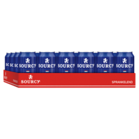 Sourcy mineraalwater, licht bruisend, blik van 33 cl, pak van 24 stuks, rood - thumbnail