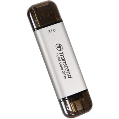 Transcend ESD310S 2 TB Externe SSD harde schijf USB-A 3.2 Gen 2, USB-C Zilver TS2TESD310S