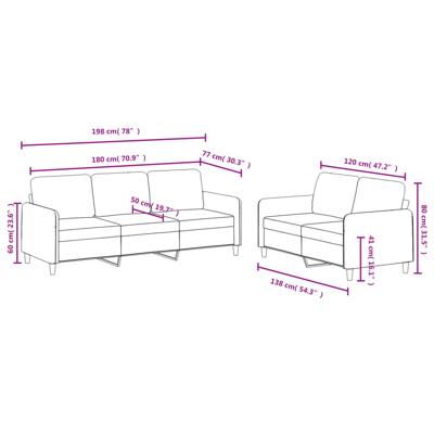 2-delige Loungeset met kussens fluweel roze - thumbnail