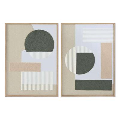 Schilderij Home ESPRIT Groen Beige Abstract Stads 50 x 3 x 70 cm (2 Stuks)