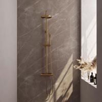 Brauer Gold Carving Opbouw Thermostatische Regendoucheset - Hoofddouche 20 cm - Staafhanddouche - Doucheslang - Goud Geborsteld Pvd - thumbnail