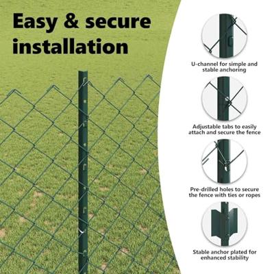 VidaXL Hek met paal groen 1,5 x 10 m staal en pvc