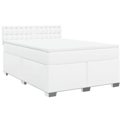 Boxspring met matras kunstleer wit 140x190 cm