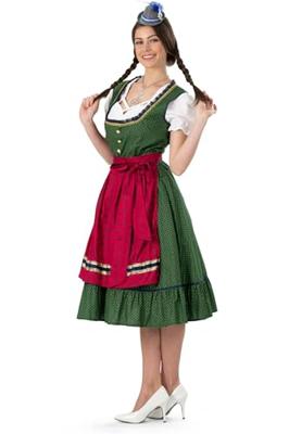 Traditionele Oktoberfest Dirndl Groen/Rood Kristin