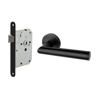 Mooi Deurbeslag Deurbeslag set loopslot en deurklink Modern geveerd zwart