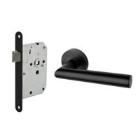 Mooi Deurbeslag Deurbeslag set loopslot en deurklink Modern geveerd zwart - thumbnail