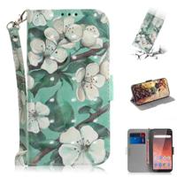 3D gekleurde tekening aquarel bloem patroon horizontale Flip lederen case voor Nokia 1 Plus met houder & card slots & portemonnee - thumbnail