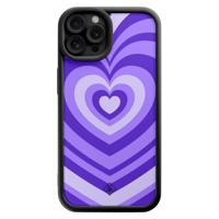 iPhone 12 Pro zwarte case - Hart swirl paars - thumbnail