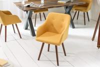 Design klassieke stoel SCANDINAVIA MEESTERSTUK mosterdgeel met armleuning - 40124 - thumbnail