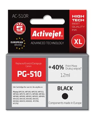 Activejet AC-510R inkt (vervanging voor Canon PG-510; Premium; 12 ml; zwart)