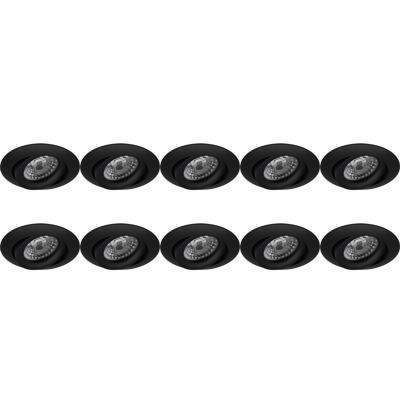 Spot Armatuur 10 Pack - Pragmi Uranio Pro - GU10 Inbouwspot - Rond - Zwart - Aluminium - Kantelbaar - Ø82mm