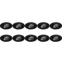 Spot Armatuur 10 Pack - Pragmi Uranio Pro - GU10 Inbouwspot - Rond - Zwart - Aluminium - Kantelbaar - Ø82mm - thumbnail