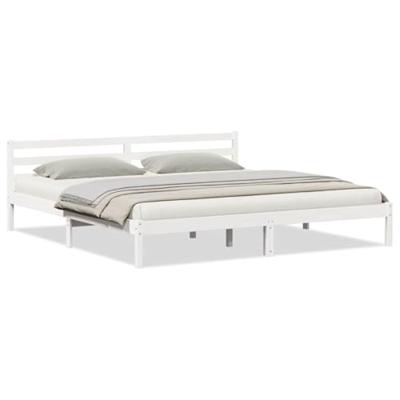 Bedframe Wit 208.6 x 157.6 x 69.4 cm Massief grenenhout