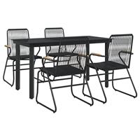 5-delige Tuinset PVC-rattan zwart - thumbnail