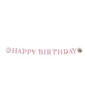 Letterslinger Happy Birthday Paarden Roze - thumbnail