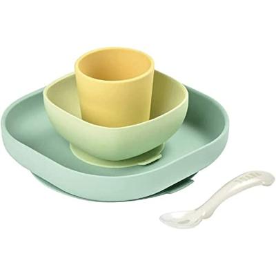 Serviesset 4 items silicone BEABA geel