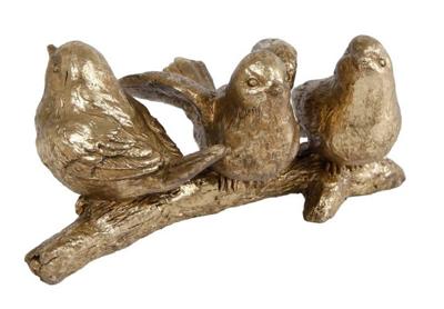 Gifts Amsterdam Sculptuur Vogels Op Tak 3 Goud Polystone 14x7x7cm