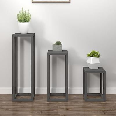 VidaXL 3-delige plantenstandaardset massief grenenhout grijs