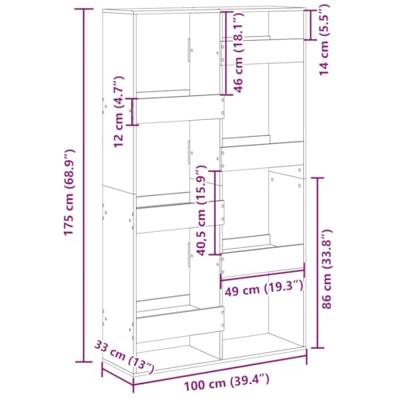 Boekenkast 100x33x175 cm bewerkt hout sonoma eikenkleurig