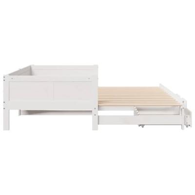 Slaapbank met onderschuifbed/lades zonder matras 80x200 cm wit
