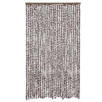 VidaXL Vliegengordijn 118x220 cm chenille bruin en wit - thumbnail