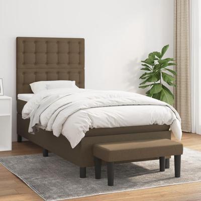Boxspring met matras stof donkerbruin 90x190 cm