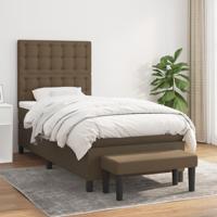 Boxspring met matras stof donkerbruin 90x190 cm - thumbnail