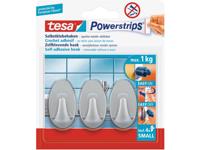 tesa POWERSTRIPS® Zelfklevende haak Small Ovaal Chroom (mat) Inhoud: 3 stuk(s) - thumbnail