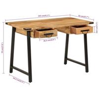 Bureau met lades 105x55x70 cm massief mangohout en ijzer - thumbnail