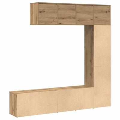 Boekenkasten 3 st bewerkt hout artisanaal eikenkleur