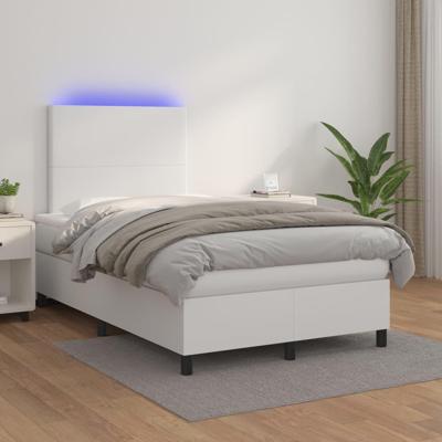 Boxspring met matras en LED kunstleer wit 120x200 cm