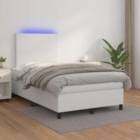 Boxspring met matras en LED kunstleer wit 120x200 cm - thumbnail