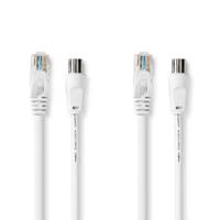 Nedis CSGL4500WT15 Coax- En Cat6-combikabel Iec (coax) Male / Rj45 Male Iec (coax) Female / Rj45 Male Vernikkeld Rg58 75 Ohm Dubbel Afgeschermd 1.50 M Rond Pvc Wit Label - thumbnail