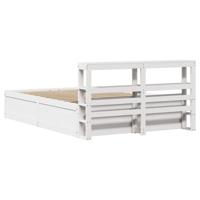 Bedframe met hoofdbord massief grenenhout wit 120x190 cm - thumbnail