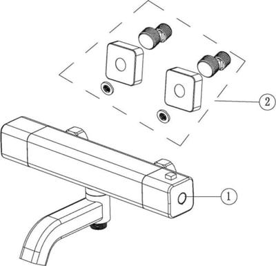Badkraan Opbouw Wiesbaden Rain Thermostatisch Mat Zwart - thumbnail