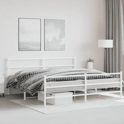 Bedframe met hoofd- en voeteneindemetaal wit 183x213 cm