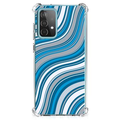 Samsung Galaxy A52 4G/5G Doorzichtige Silicone Hoesje Waves Blue Samsung Galaxy A52 4G/5G Doorzichtige Silicone Hoesje Waves Blue