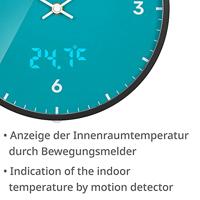 BRESSER MyTime LEDsec wandklok 24 cm met temperatuurweergave (sky blue) - thumbnail