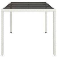 Tuintafel 150x90x75 cm gehard glas en poly rattan wit - thumbnail