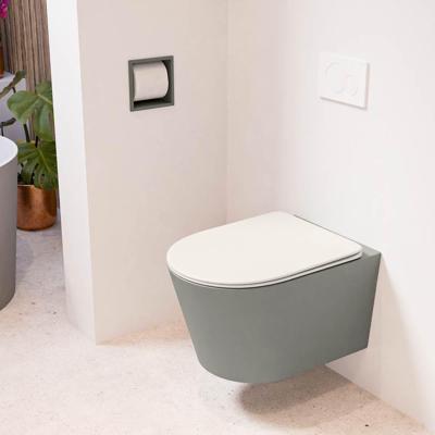 MONDIAZ LAVIE hangend toilet single fire rimless diepspoel Smoke, Toiletzitting met quick-release & softclose Linen