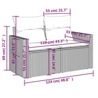 6-delige Loungeset met kussens poly rattan beige - thumbnail