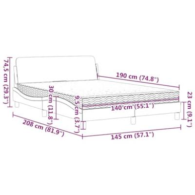 Bed met matras "Dover" fluweel donkergrijs 140x190 cm