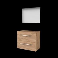 Basic-Line Basic 46 Badkamermeubelset - 80 x 46 cm - Met Grepen - 2 Lades - Wastafelblad - Spiegel - Whisky Oak - thumbnail