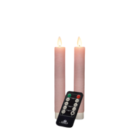 Dinerkaars wax led bewegende vlam op batterij met afstandsbediening 2 stuks h18 cm licht roze Anna's Collection - Annas collection - thumbnail